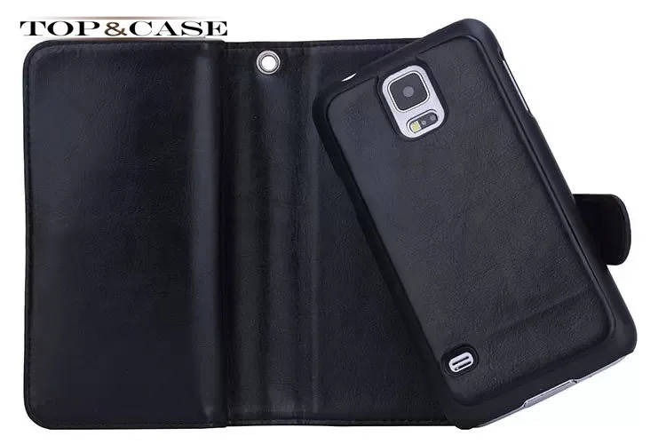 Для Galaxy S5 фирменный кожаный флип-чехол для Samsung Galaxy S5 I9600 Магнитный кошелек с отделением для карт и черный чехол Корпус SJ1359