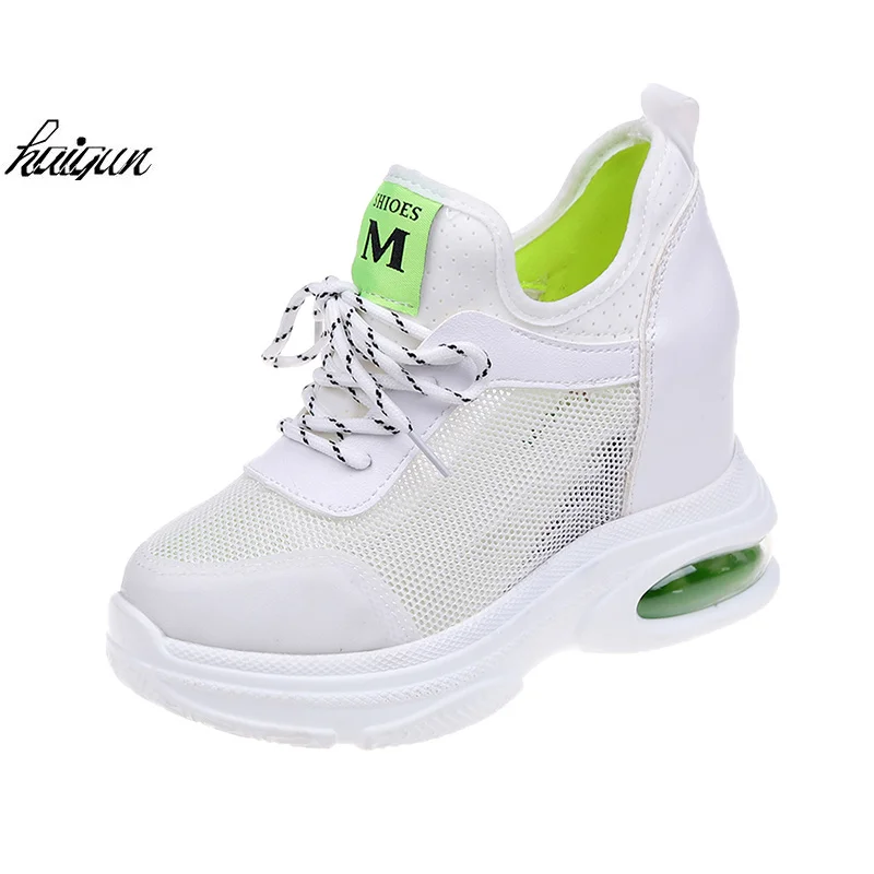 

2019 Summer Shoes Women Sneakers Air mesh Casual Platform Woman Trainers Shoes Wedges Breathable Height Increasing White shoes