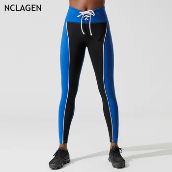 

NCLAGEN 2018 Women Sexy Bandage Contrast Color Patchwork Leggings Booty Pencil Pants Workout Gyms Yogaing Slim Fit Butt Leggings