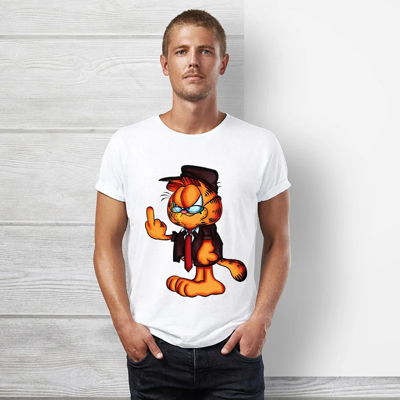 

True Reveler Brand clothes Garfield t shirt men and women summer short sleeve fun funny t shirt Young students cute cat tops tee