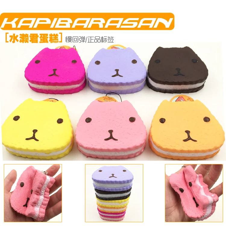 10cm Soft Squishy Jumbo Kapibarasan Biscuit Cookies Otter Slow Rising Kawaii Squeeze Cute Strap ...