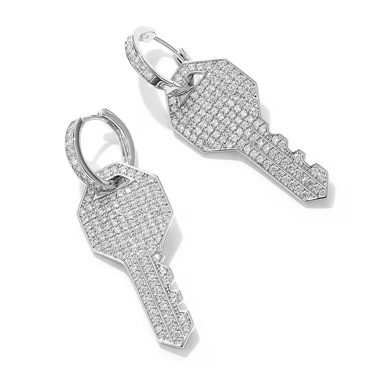Новые большие серьги преувеличенные Кристальные серьги-подвески серебряные цветные серьги-подвески стразы серьги с кубическим цирконием ювелирные изделия - Окраска металла: Key Earrings