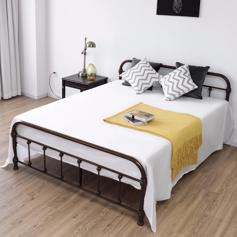 Giantex Queen Size Metal Steel Bed Frame with Stable Metal Slats Headboard Footboard Black Steel Bedroom Furniture HW57398 Giantex Queen Size Metal Steel Bed Frame with Stable Metal Slats Headboard Footboard Black Steel Bedroom Furniture HW57398