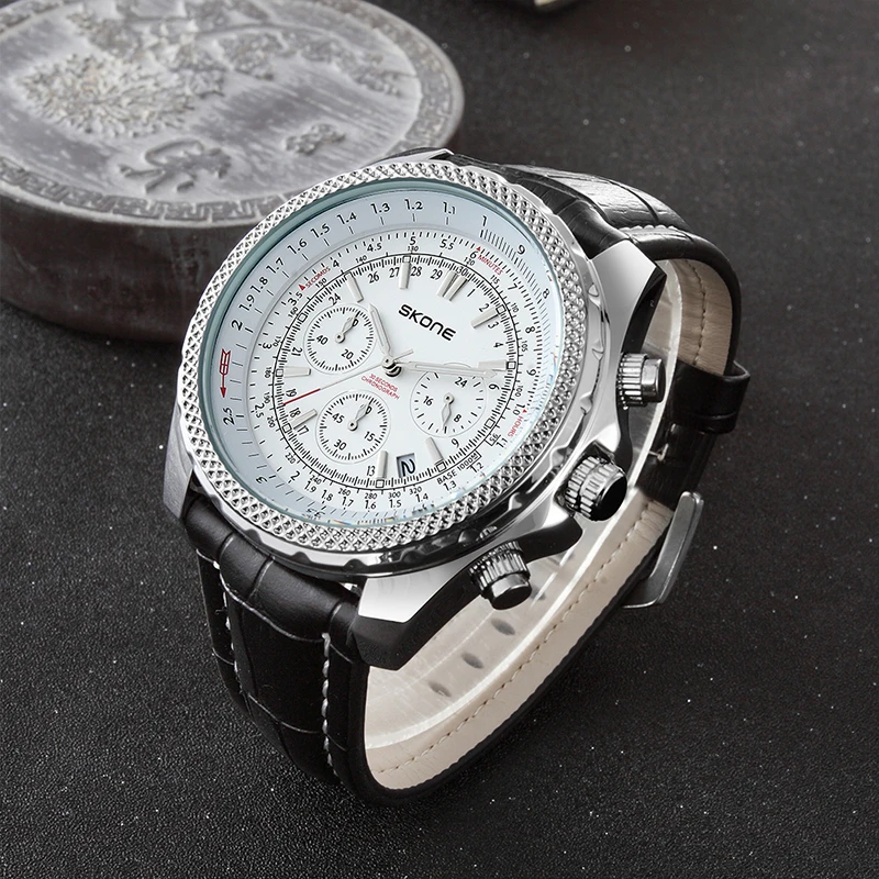 men leather stainless watch 7