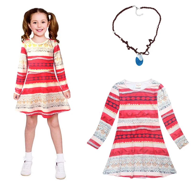 987 15 De Réduction2017 Fille Automne Robe Moana Collier Enfants Aventure Tenue Enfants Vaiana Princesse Plage Fête Cosplay Costume Fille
