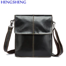 Hengsheng 8821 genuine leather men messenger bag with high quality cow leather men shoulder bag of cover male shoulder bags