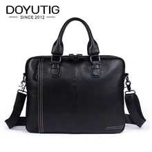DOYUTIG Мода Для мужчин черный из натуральной кожи Бизнес портфели 14 дюйм(ов) ноутбук сумка мужской кожа коровы Сумка для ноутбука G123