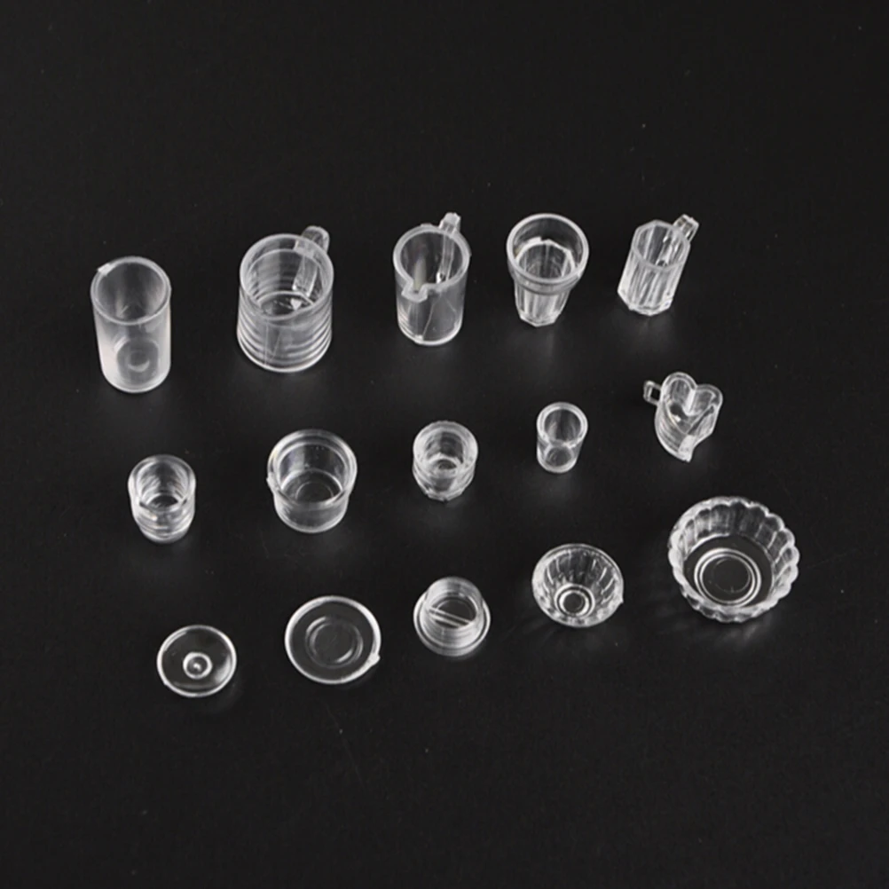 15 шт./компл. мини пластиковые миниатюры для кукольного домика посуда для напитков винные бутылки бокалы пивные тарелки аксессуары чашка для кукольного домика набор