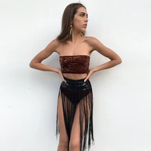 Модная женская юбка с кисточками и высокой талией, с блестками, летние юбки для ночного клуба, женская сексуальная пляжная юбка, облегающие вечерние юбки, Прямая