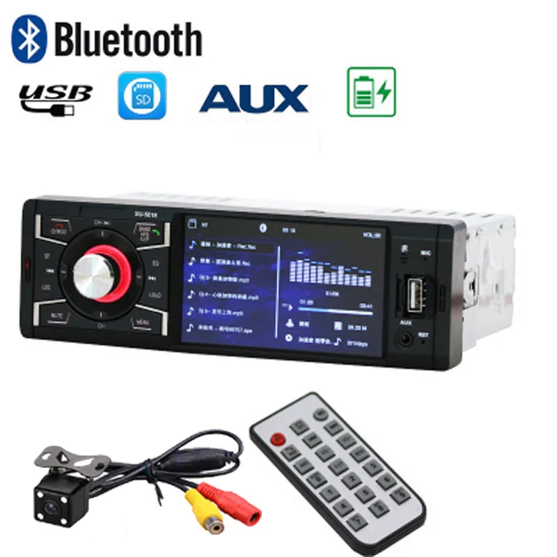 Автомобильный Автомобильный Монитор стерео радио плеер Bluetooth/Аудио/USB/SD/MP5 1 Din FM беспроводной пульт дистанционного управления с камерой заднего вида