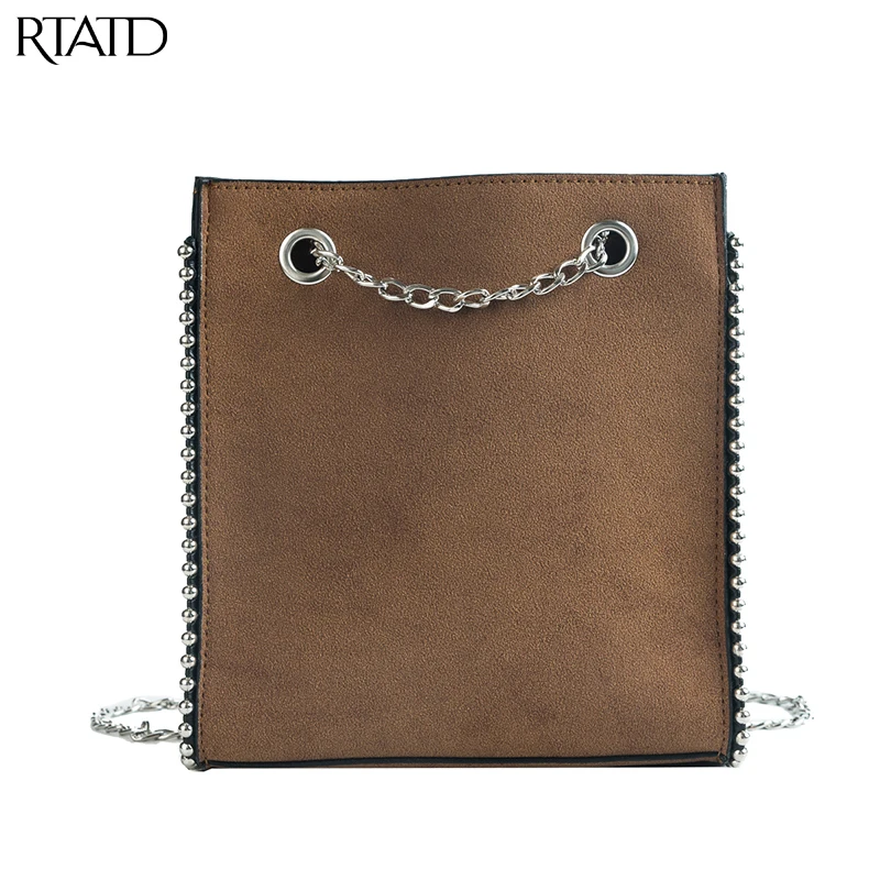 

New Pu Leather Women Handbag Fashion Chain Design Lady Shoulder Bag Vintage Scrub Leather Female Beach Tote Q027