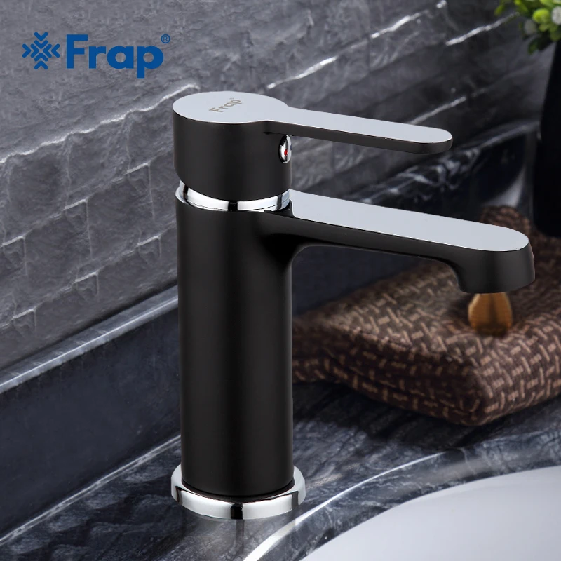 

FRAP Black Basin Faucet Bathroom Faucets Wash Basin Sink Tap Single Handle Cold and Hot Water Mixer Taps Torneira