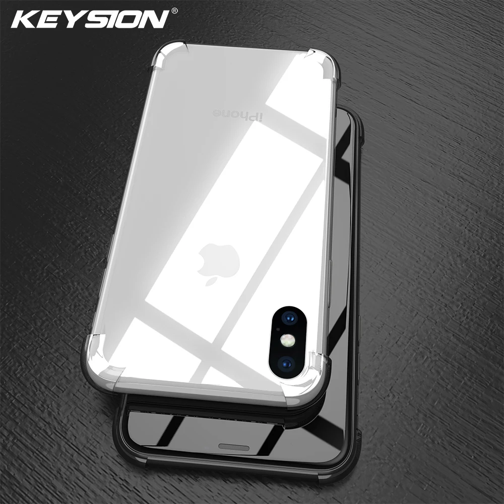

KEYSION Phone Case for iPhone XS Max Transparent soft TPU silicone Anti-knock back Cover for iPhone XS XR Four corners Anti-fall