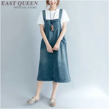 

Denim sundress winter pinafore dress female ladies jean dresses women 2018 sleeveless pinafore woman winter dress 2018 FF1250