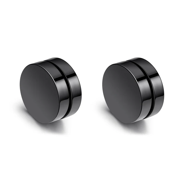 2sets Uni Many Styles Magic Anium Steel Mens Trendy Round 2sets Uni Many Styles Magic Anium Steel Mens Trendy Round Magnetic Clip Black Stud Magnet Earrings