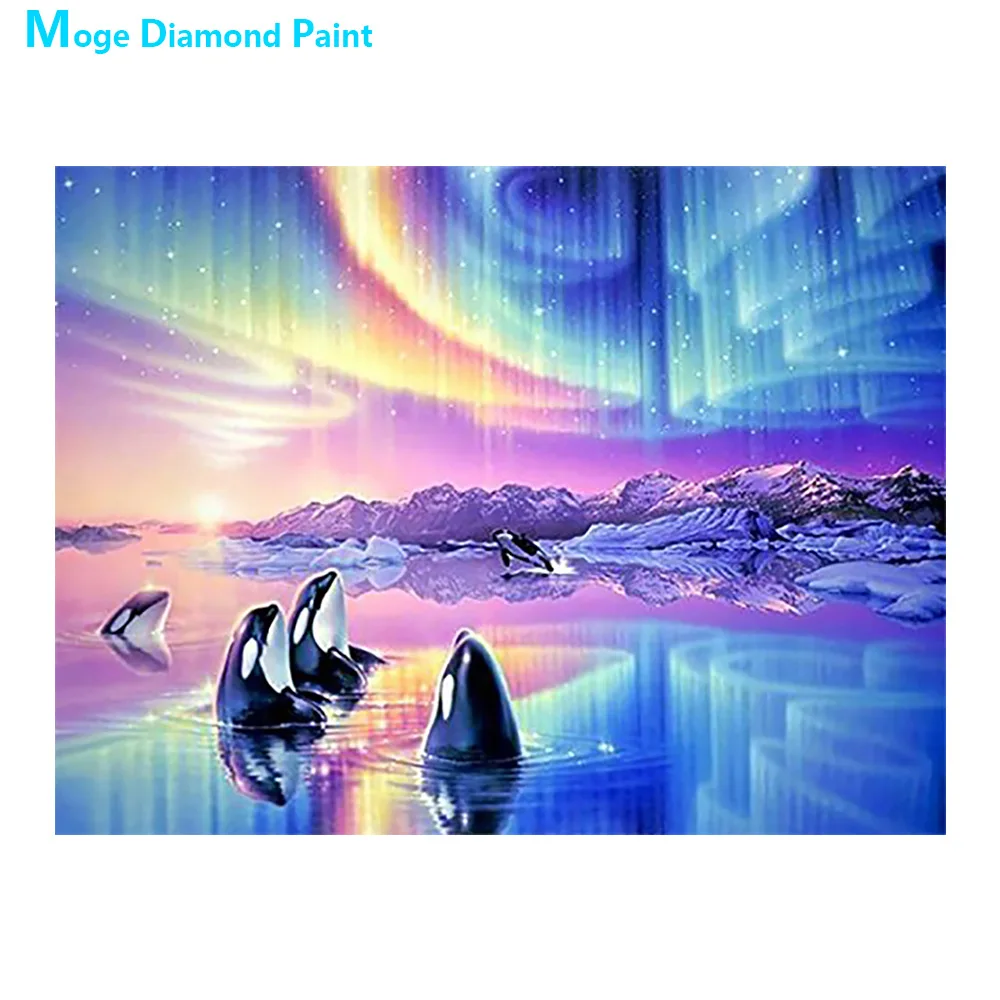 

Killer whale animal Diamond Painting Full Round Aurora Borealis scenic Nouveaute DIY Toy sticking drill cross embroidery 5D