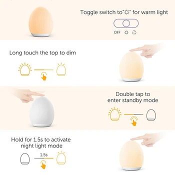 

Night Light, Miroco Baby Nursery Lamp For Kids With Color Changing Mode & Dimming Function, Usb Rechargeable Cute Chick Baby N