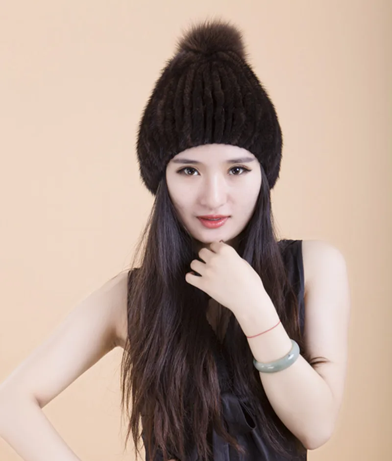 

2018 Time-limited Faux Novelty Floral Adult Unisex Beanies Hat Hats Authentic Special Mink Hair Fox Ball Free Shipping