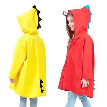 

1PC Funny Cute Small Dinosaur Polyester Baby Rain Coat Outdoor Waterproof Raincoat Children Windproof Poncho Boys Girls Rainwear
