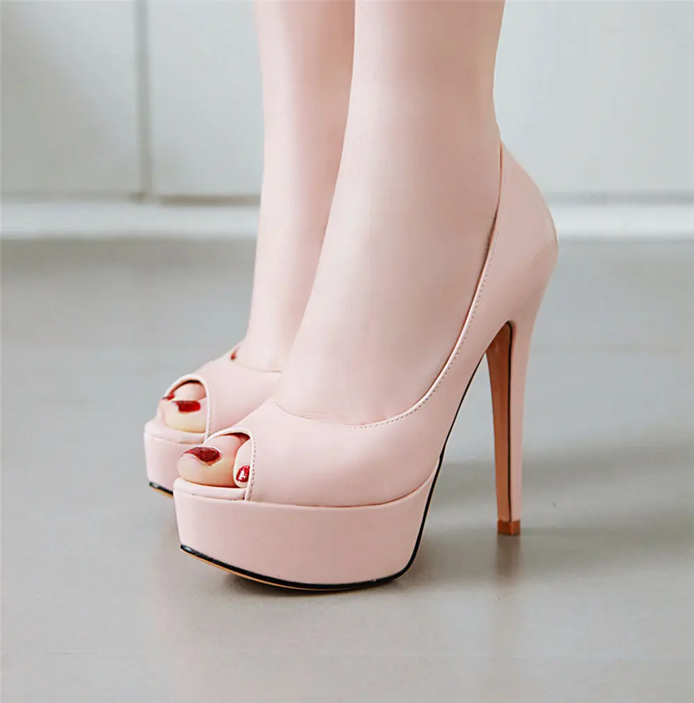 

plus Size 43 elegant top quality women shoes High Heels Platform dropship peep toe Shoes Woman Party Sexy Pumps