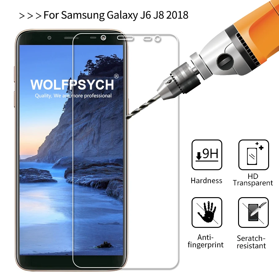 WOLFPSYCH 2.5D закаленное Стекло для samsung Galaxy J6 J8 Ясно Защитная пленка против царапин