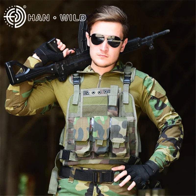 

Camouflage Military Adjustable CS Combat Vest Outdoor Army Tactical Vest Multifunction Training Fishing Hunting Safety Backpack