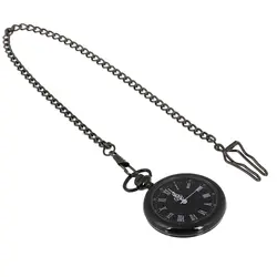 Человек карманные часы кварцевые римские цифры черный циферблат с Сплав Цепочки и ожерелья