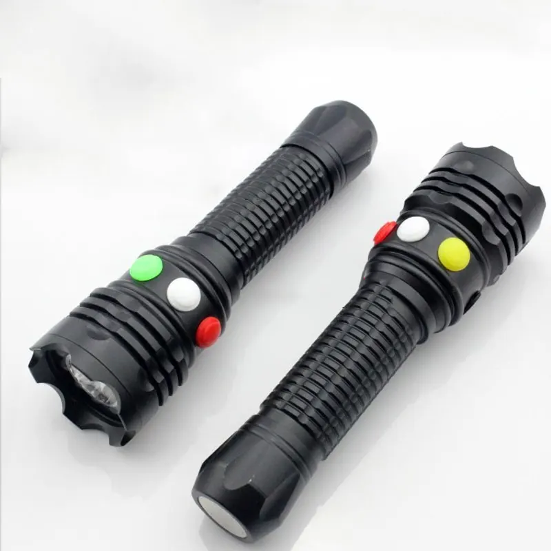 

Q5 260lm Bright Tricolor Led Flashlight 5w White Red Green/ Yellow Light Modes Railway Signal Flashlight For Hiking Hunting