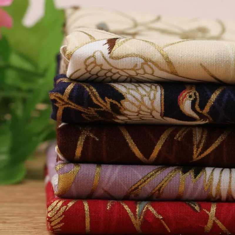 1/2yard Japanese Fabric Bamboo The Crane Printed Hot Stamping Quilting Patchwork Handmade Sewing DIY Cotton Fabirc | Дом и сад
