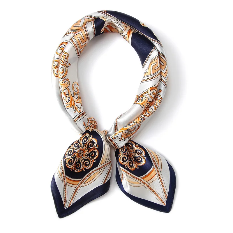 

2019 New Brand Elegant Women Silk Scarf Fashion Summer Soft Print Small Shawls Scarves Lady Bandanas Headkerchief 52*52Cm