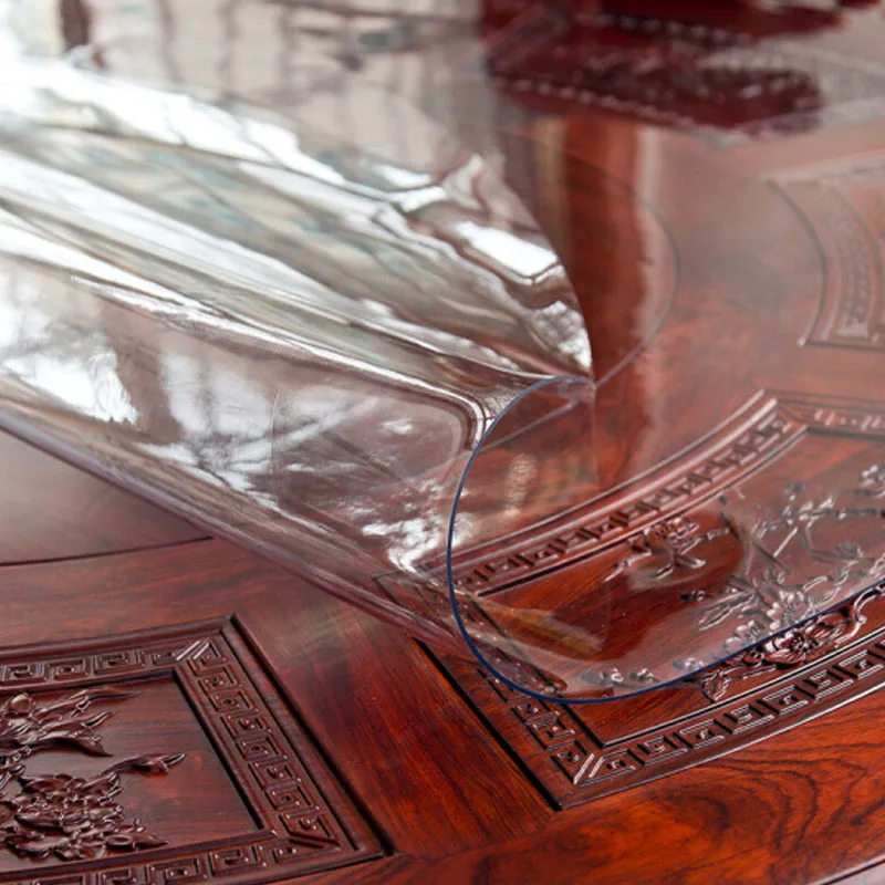  HAZY PVC Tablecloth Transparent Waterproof Round Table Cloth Kitchen Pattern Oil Table Cover Glass 