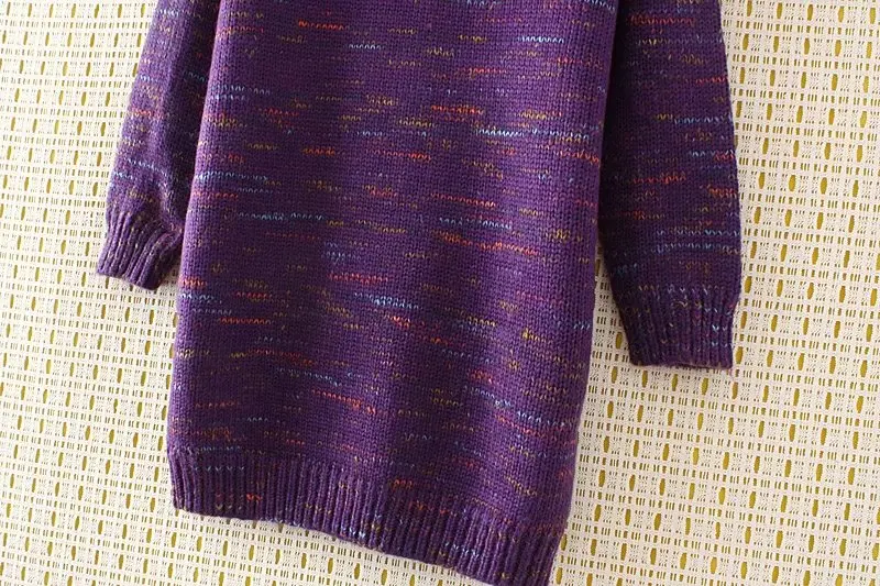 Женская шерстяная водолазка размера плюс, длинные женские пуловеры, зимний толстый свитер, Повседневный Женский однотонный фиолетовый 4XL вязаный жакет