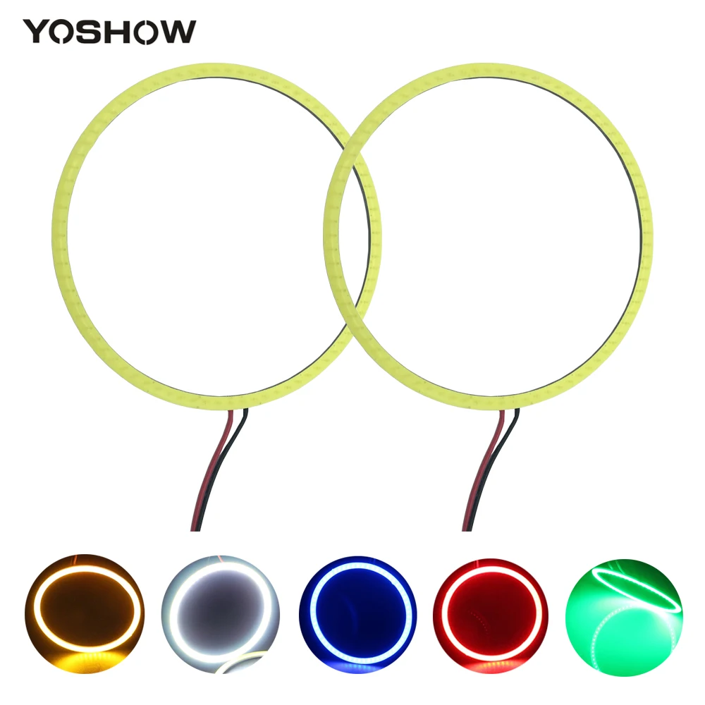YOSHOW 2x Halo Rings COB 60mm 70mm 80mm 90mm 100mm 110mm 120mm Angel Eyes Car Headlight Motorcycle DRL Car Led Fog Light YOSHOW 2x Halo Rings COB 60mm 70mm 80mm 90mm 100mm 110mm 120mm Angel Eyes Car Headlight Motorcycle DRL Car Led Fog Light