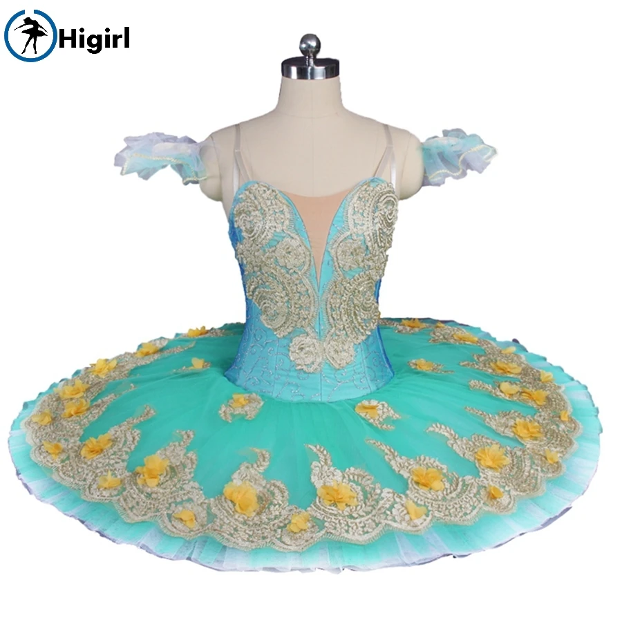 Girls women adult tutu floral green classical fairy romantic tutu dress green ballet Tutu  Competition Stage Costum BT9147C
