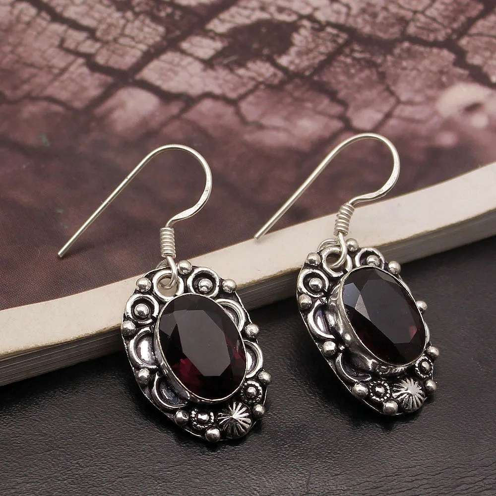 

Hermosa Fantasy New Natural Purple Amethyst925 Sterling Silver Earrings For Women 1 1/2 Inch A469
