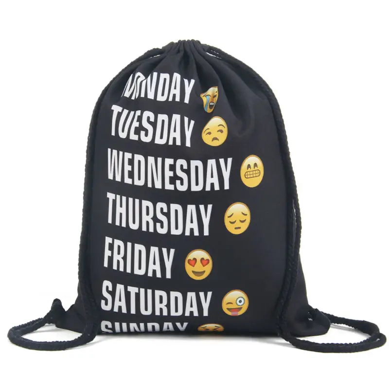 2016 new fashion Women Emoji Backpack 3D printing travel softback  women mochila drawstring bag mens backpacks