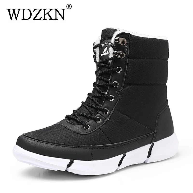 

WDZKN 2019 Big Size 36-48 Women Snow Boots Winter Warm Shoes Women Flat Ankle Boots Botas Mujer Couple Waterproof Cotton Shoes
