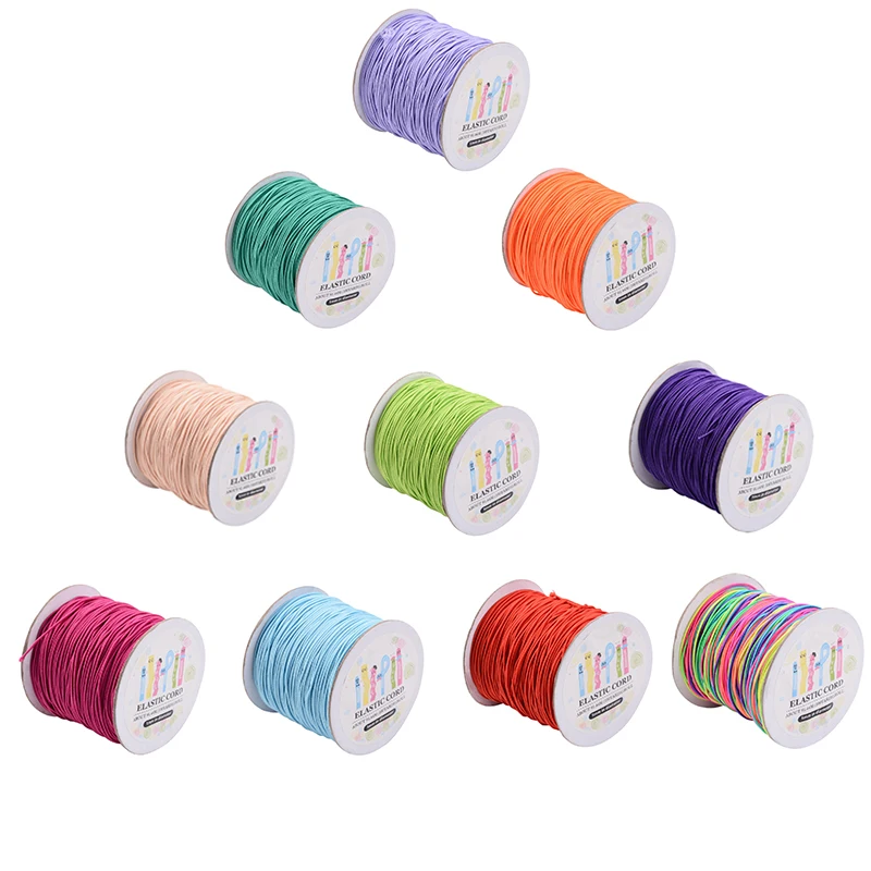 

1mm 2mm Round Elastic Cord Thread Rope String with Nylon Outside and Rubber Inside Jewelry Findings for Jewelry Making DIY
