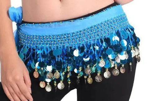 Женская разноцветная сексуальная юбка для танца живота, хип-юбка для взрослых, костюм для танца живота, платье с бисером, пояс для монет, одежда для танца живота - Цвет: Turquoise