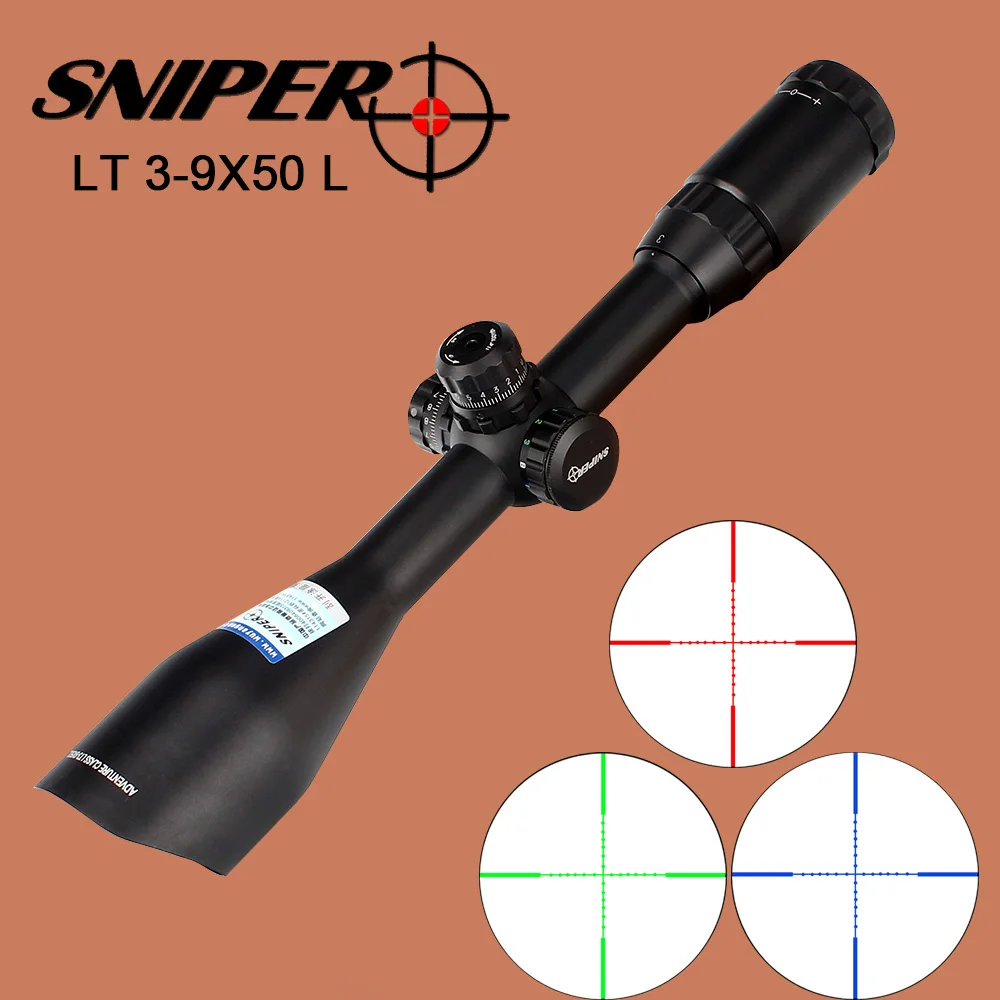 

SNIPER 3-9X50 1" Full Size Tactical Optical Sight RGB Mil-dot Locking Hunting RifleScope with Integral Sunshade Rifle Scope