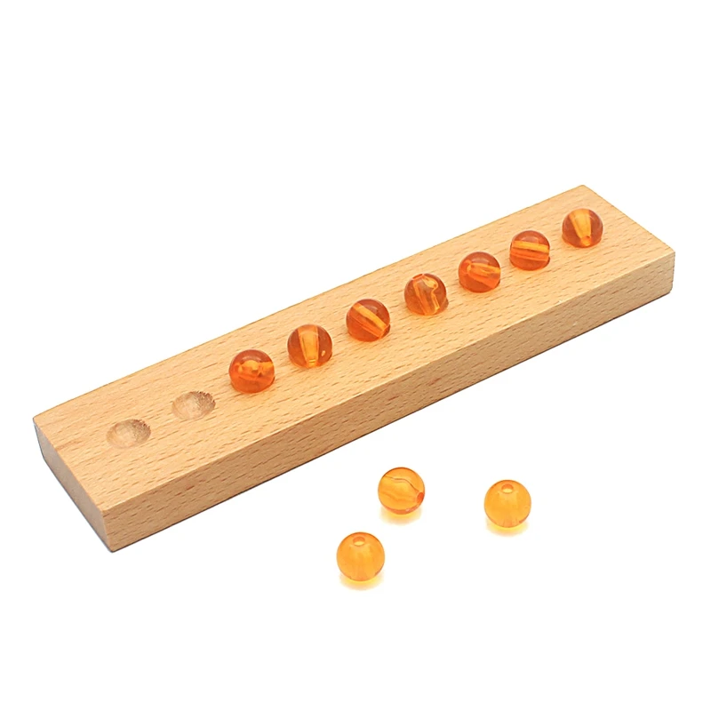Kids Montessori Teaching Aids 10Pcs Golden Beads Units Wooden Toy Math Learning Decimal System Preschool Baby Toy for Children