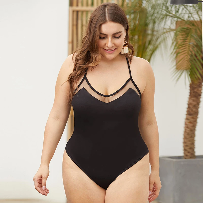 Diwish Sexy Women Black Bodysuit Mesh Bodysuit Solid Casual Backless Bodysuit Spaghetti Strap V Neck Plus Size Bodysuits XL-4XL Diwish Sexy Women Black Bodysuit Mesh Bodysuit Solid Casual Backless Bodysuit Spaghetti Strap V Neck Plus Size Bodysuits XL-4XL