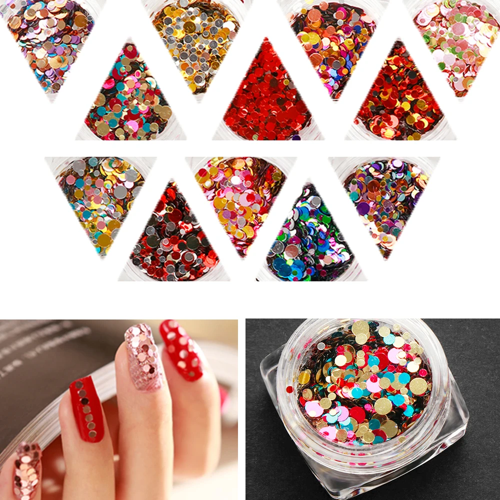 

Women Shiny Nail Glitter Colorful Sequins Manicure Nail Art Tips DIY Decoration Nail Art Sequins Colrful Makeup Tools