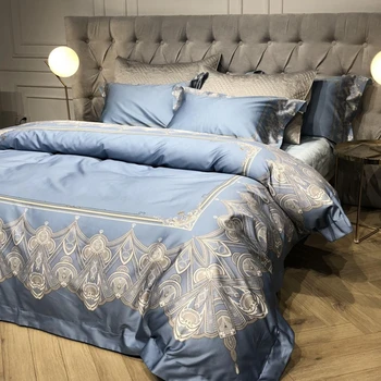 

High Grade Luxury Digital Printing 140S/1000TC Egyptian Cotton Blue Pink Bedding set Cover Bed sheet/Linen Pillowcases 4pcs