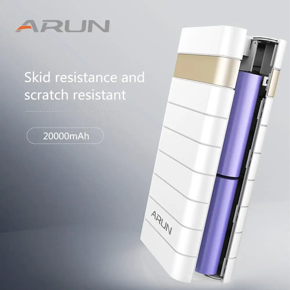 

ARUN 20000mah Power Bank External Battery PoverBank 18650 Powerbank Portable Mobile phone Charger for Xiaomi Samsung iphone XS