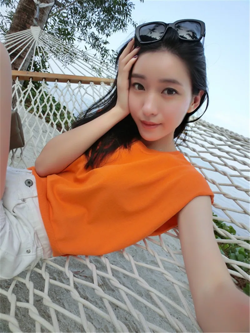Summer 2016 Solid knitted short Pullover Sweater (46)