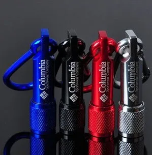 

10pcs/lot Travelling set Hiking buckle strong light flashlight mini flashlight with battery keychain 16g camping accessories