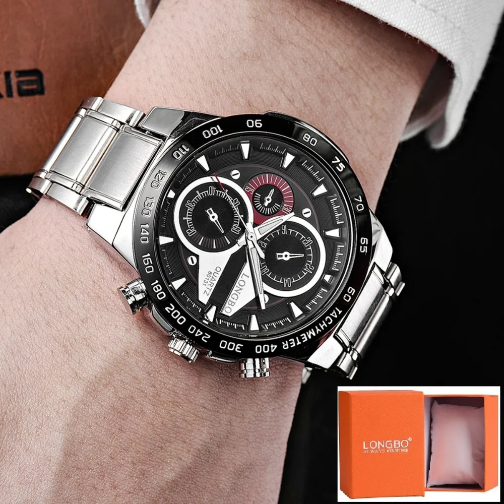 

LONGBO Brand Men's Watch Military Casual Sport Steel Waterproof Quartz Wristwatches Relogio Masculino Fashion Watches 80131 2019
