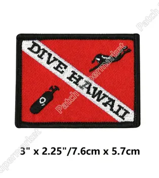 

3" Travel Souvenir Patches DIVE HAWAII Embroidered Iron On badge wappen transfer sticker clothing Outdoor bag