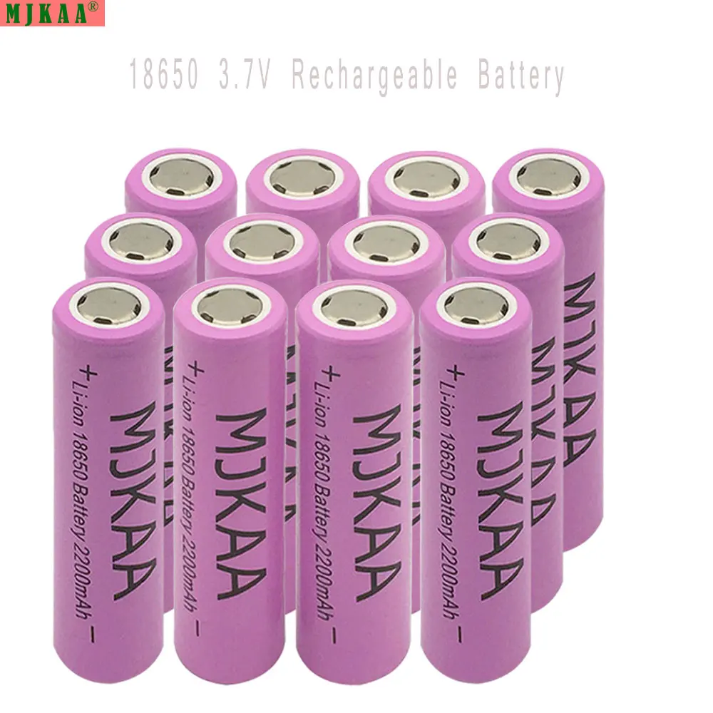 

MJKAA 12pcs 18650 Battery 3.7V 2200mAh Rechargeable li-ion battery MJKAA Real Capacity for Battery 18650